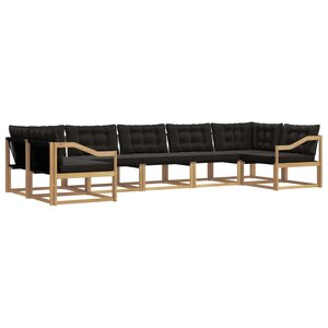 vidaXL Ensemble de canapés d'extérieur 7 Pièces Blanc et noir