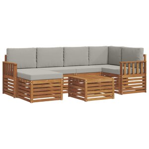 vidaXL Ensemble de canapé d'angle 7 Pièces Gris Naturel et Clair