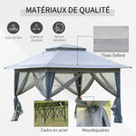 Tonnelle barnum de jardin pop-up pliant 3 64L x 3 64l x 2 94H m acier polyester moustiquaires + sac de transport à roulettes gris