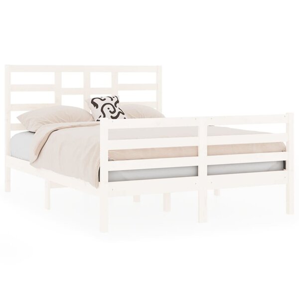 vidaXL Cadre de lit sans matelas blanc bois massif 140x190 cm