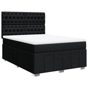 vidaXL Sommier à lattes de lit avec matelas Noir 140x190 cm Tissu