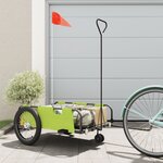 vidaXL Remorque de vélo vert et noir tissu oxford et fer