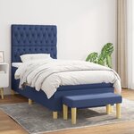 vidaXL Sommier à lattes de lit avec matelas Bleu 100x200 cm Tissu