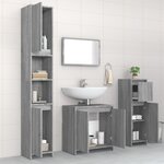 vidaXL Ensemble de meubles de salle de bain 4 Pièces Sonoma gris