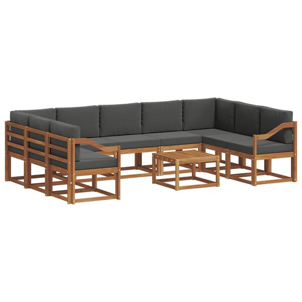 vidaXL Ensemble de canapés d'extérieur 10 Pièces Naturel et Anthracite