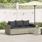 vidaXL Canapé de jardin et coussins 3 places gris clair résine tressée