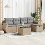 vidaXL Salon de jardin avec coussins 6 Pièces beige résine tressée