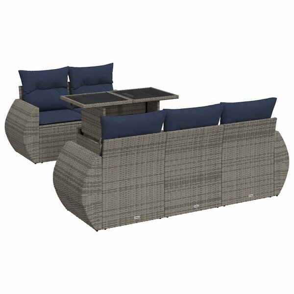 vidaXL Salon de jardin avec coussins 6 Pièces gris résine tressée acacia