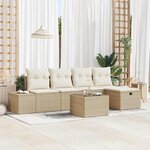 vidaXL Ensemble de canapé de jardin 6 Pièces Beige Poly rotin