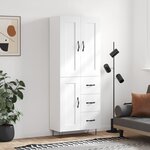 vidaXL Buffet haut Blanc 69 5x34x180 cm Bois d'ingénierie