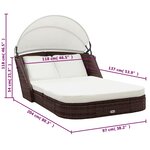 vidaXL Chaise longue avec auvent Résine tressée Marron