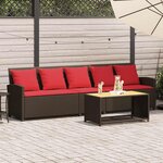 vidaXL Canapé de jardin avec coussins 5 places brun résine tressée