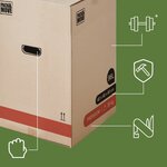 Pack and Move - Lot 50 Cartons Déménagement Premium - 40 X 40 X 60 Cm - Extrême Résistance 30 KG - Réutilisables - Double Épaisseur - Poignées Renforcées - 3 Adhésifs Offerts