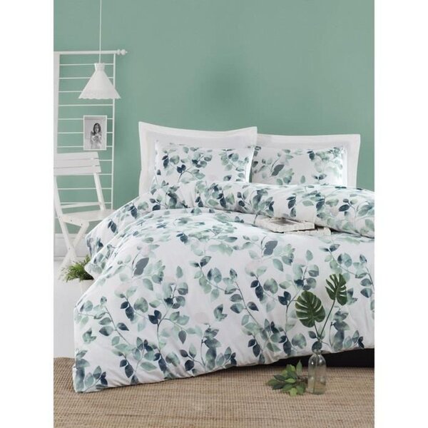 Parure de lit - housse de couette 220 x 240 + 2 taies d'oreiller 60 x 60  65  coton- Vert
