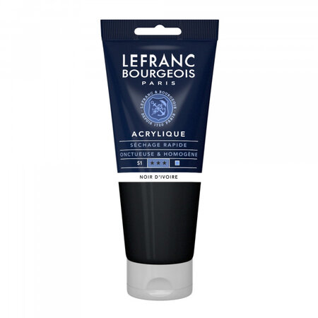 Peinture acrylique en tube - noir d'ivoire - 200ml - lefranc & bourgeois