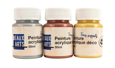 Peinture acrylique 50ml 3 pièces Doré Argenté Cuivré