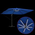 vidaXL Parasol déporté Roma avec LEDs Bleu Azur 352x251x265 cm Aluminium