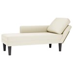 vidaXL Fauteuil long avec coussin et accoudoir droit crème velours