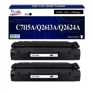 T3AZUR -2x Toners compatibles avec HP C7115A pour LaserJet 1000  1005  1200  1200N  1200SE  1220  1220SE  3300  3310 MFP  3320 MFP  3320N MFP  3330 MFP  3380