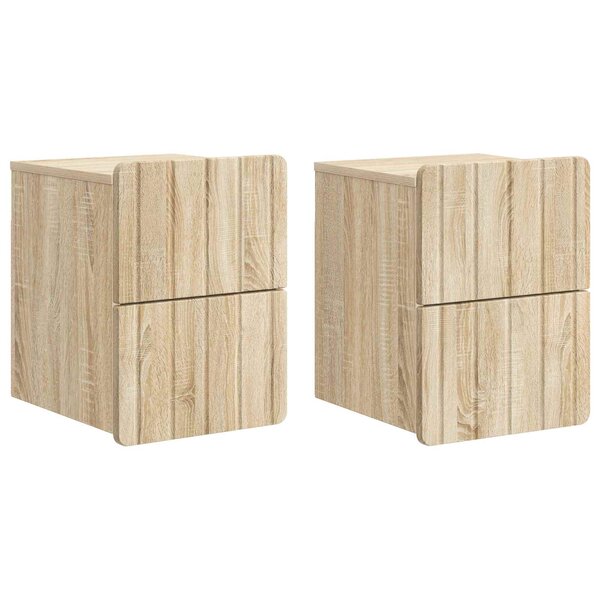 vidaXL Cabinet de chevet mural 2 Pièces Chêne Sonoma 33 x 34 5 x 43 cm