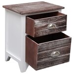 vidaXL Table de chevet Marron et blanc 38x28x45 cm Bois de Paulownia