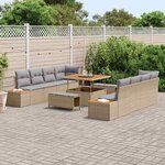 vidaXL Ensemble de canapé de jardin 11 Pièces Beige Poly rotin