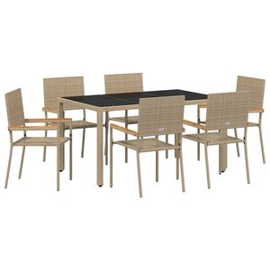 vidaXL Ensemble de salle à manger pour jardin 7 Pièces Beige polyrotin