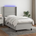 vidaXL Sommier à lattes de lit matelas LED Gris clair 100x200 cm Tissu