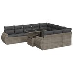vidaXL Salon de jardin 11 Pièces avec coussins gris résine tressée