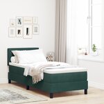 Lit à ressorts vidaXL avec matelas et LED Vert foncé 80x200 cm Velours