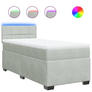 vidaXL Sommier à lattes de lit et matelas Gris clair 90x190 cm Velours