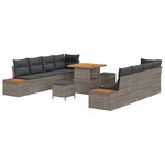 vidaXL Ensemble de canapé de jardin 11 Pièces Gris Poly rotin