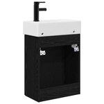 vidaXL Meuble de salle de bain avec robinet Chêne noir