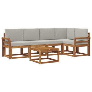 vidaXL Ensemble de canapés d'extérieur 6 Pièces Gris Naturel et Clair