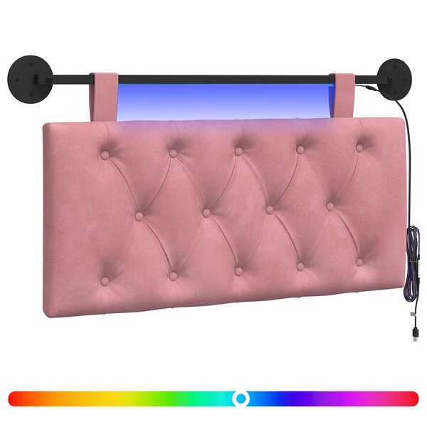 vidaXL Tête de lit suspendue Rose Velours