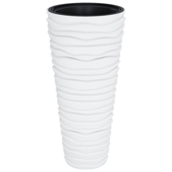 vidaXL Jardinière et intérieur amovible blanc 18/45L PP aspect rainuré