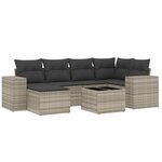 vidaXL Salon de jardin avec coussins 7 Pièces gris clair résine tressée