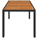 vidaXL Table de jardin dessus en bois Noir 150x90x75 cm Résine tressée