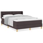 vidaXL Lit à ressorts Marron foncé et Blanc 140 x 190 cm tissu
