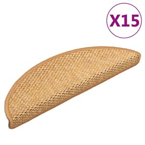 vidaXL Tapis d'escalier autocollants aspect sisal 15 Pièces 56x17x3 cm