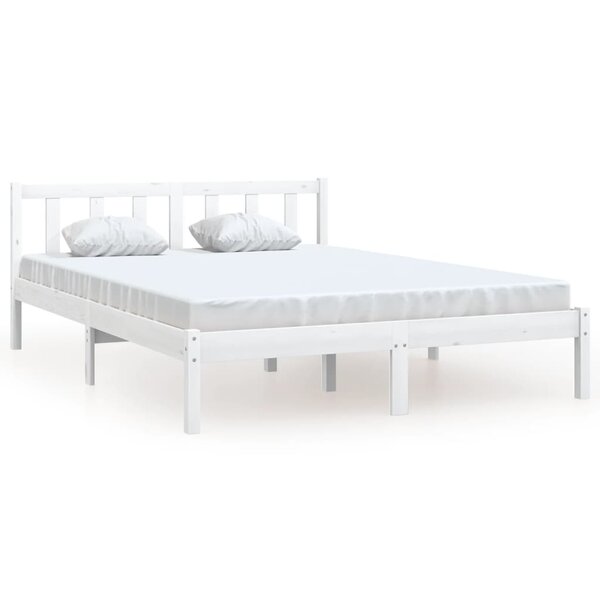 vidaXL Cadre de lit sans matelas blanc bois massif
