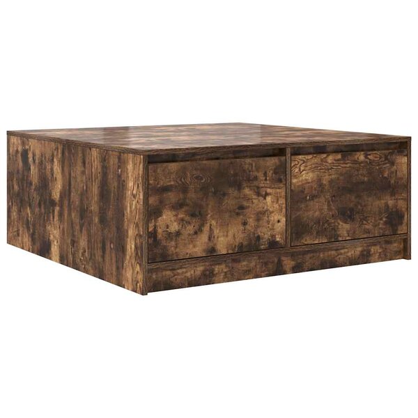 vidaXL Table basse avec tiroirs chêne fumé 100x100x40 cm