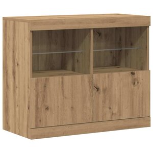 vidaXL Buffet LED Marron 81 x 37 x 66 5 cm Bois d'ingénierie