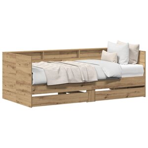 vidaXL Lit d'appoint Chêne artisanal 100 x 200 cm Bois d'ingénierie
