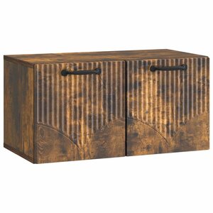 vidaXL Meuble TV mural Chêne fumé 59 5 x 31 x 30 cm Bois d'ingénierie