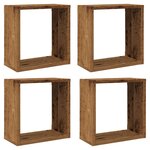 vidaXL Étagères cube murales 4 Pièces vieux bois 30x15x30 cm