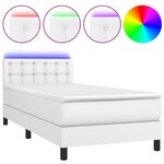 vidaXL Sommier à lattes de lit avec matelas et LED Blanc 90x190cm