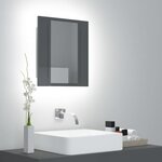 vidaXL Armoire à miroir de bain à LED Gris brillant Acrylique