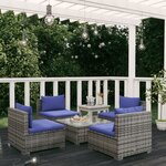 vidaXL Salon de jardin 5 Pièces avec coussins résine tressée gris