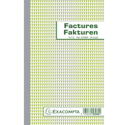 Manifold Factures 21x13 5cm 50 Feuillets Double Autocopiant Billingue - Blanc - X 10 - Exacompta